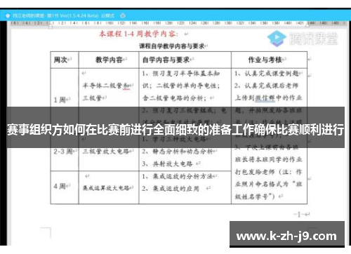 赛事组织方如何在比赛前进行全面细致的准备工作确保比赛顺利进行